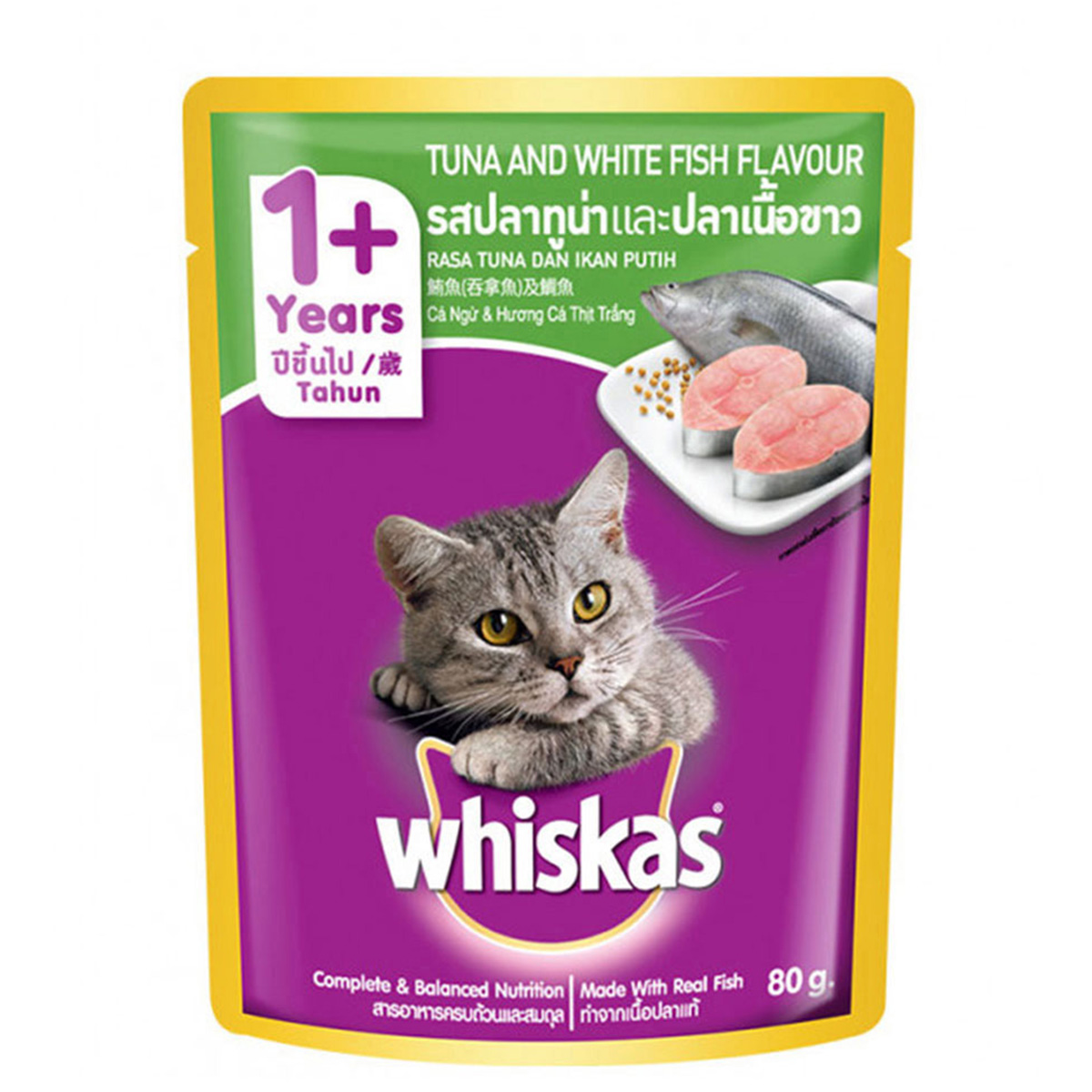 Whiskas Cat Food Pouch Tuna & Whit Fish Flavor